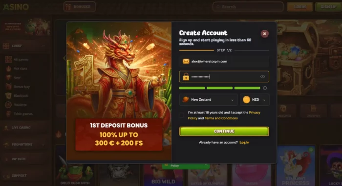 Asino Casino Registration