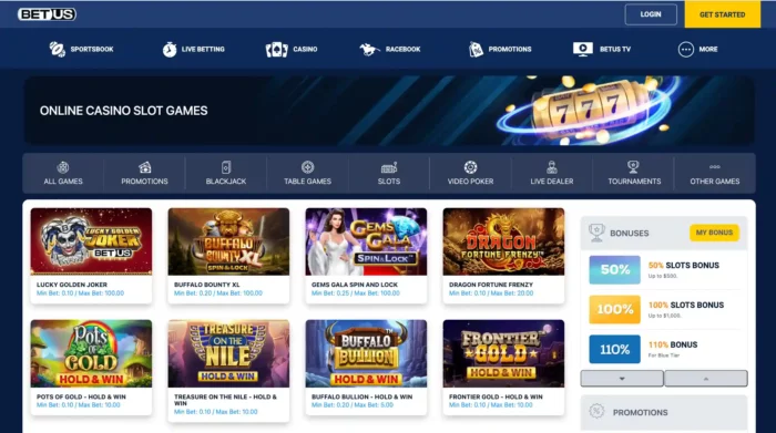 Betus Casino Content Slots List