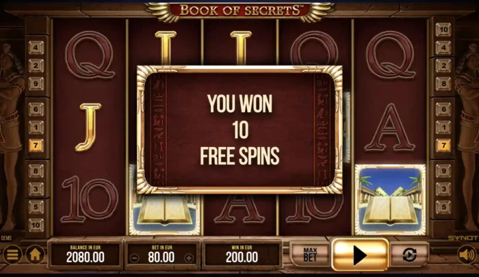 Book Of Secrets Synot Slot Free Spins