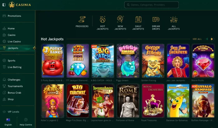 Casinia Casino Jackpots