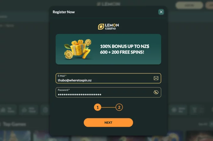 Lemon Casino Signup First Step Nz