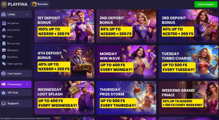 Playfina Casino Promotions Nz